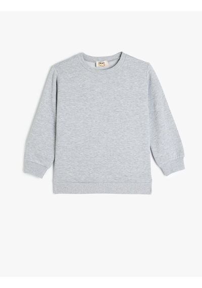 Koton Pamuklu Bisiklet Yaka Uzun Kollu Basic Sweatshirt Gri 5wkb10599tk Gri