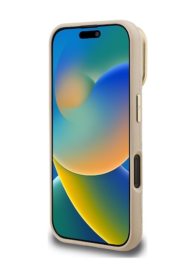 Apple Uyumlu iPhone 16 Kılıf Guess Lisanslı M-safe Şarj Özellikli Kamera Standlı Pu Deri Peony Kapak Bej