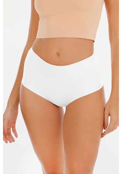 Sensu Kadın Yüksek Bel Dikişsiz Lazer Kesim Külot Beli Lastikli 3'lü Set Beyaz Model3