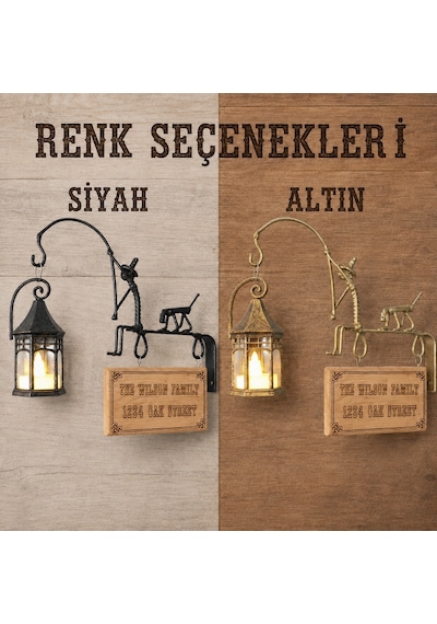 Kişiselleştirilebilir Tabelalı Fener Askısı ve Çiçek Askılığı WH006