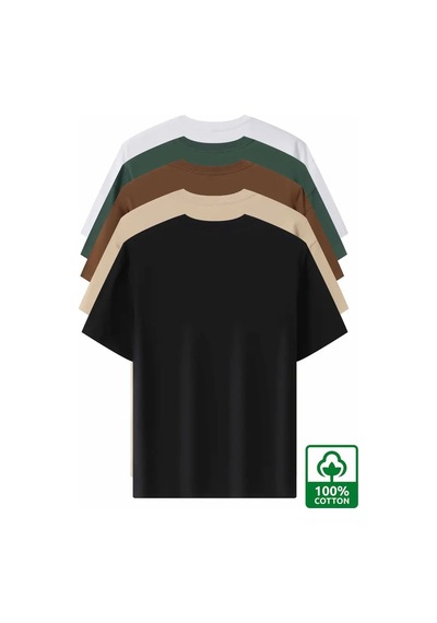 Unisex Basic Model 5'll Tshirt Siyah