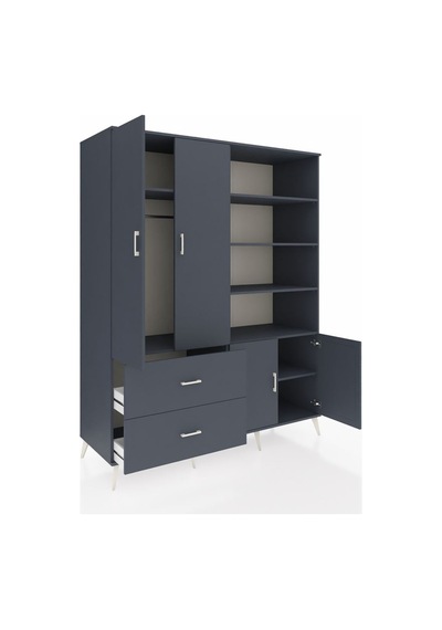 Kronos Gardrop 7 Raflı 2 Çekmeceli Tek Askılı 176x59x221 Antrasit-antrasit Antrasit Kronos Gardrop 7 Raflı 2 Çekmeceli Tek Askılı 176x59x221 Antrasit-antrasit Antrasit