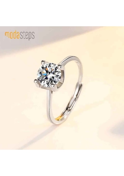 Modasteps 925 Ayar Gümüş Yüksek Kaliteli Kristal Zirkon Yüzük Çok Renkli