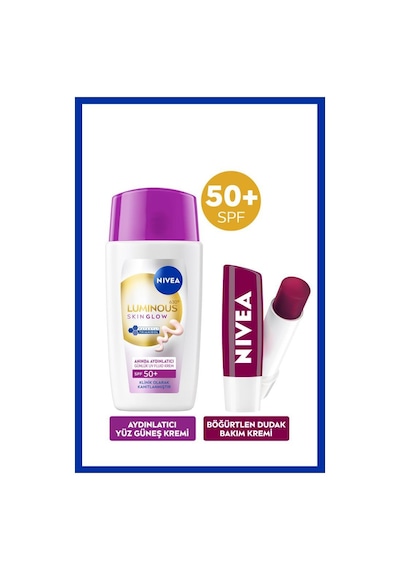 Spf50+ Luminous630 Skin Glow Aydınlatıcı Yüz Güneş Kremi 40ml Ve Böğürtlen Renkli Dudak Bakım Kremi