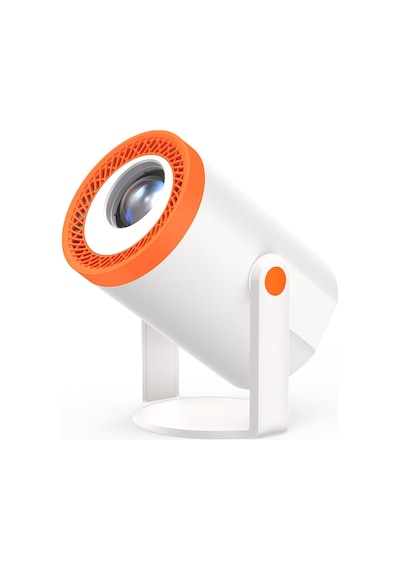 Turn1 Akıllı Android 14 Mini Projektör, 720p Çözünürlük, 200 Ansı Lümen, Wi-fi 6, 4k Destekli, Otomatik Düzeltme, Turuncu, Ev Sineması