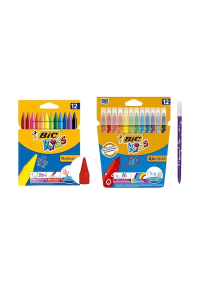 Bic Kids 2'li Boya Seti - 12'li Keçeli Kalem ve Silinebilir Pastel Boya