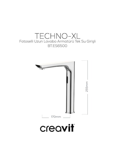 Creavit Fotoselli Uzun Lavabo Armatürü Tek Su Girişli Bt.es6500