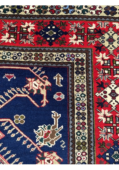 El Dokuma Büyük Seccade 135x208 Su Yeşili Lacivert Yün Namazlık