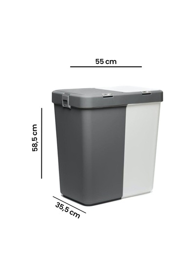 Duo Laundry Çamaşır Sepeti - Antrasit / Beyaz - 80 Lt Antrasit / Beyaz Antrasit / Beyaz