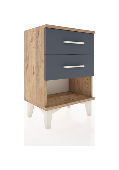 Arges Komodin 2 Çekmeceli 44x30x64 Çam-antrasit Atlas Çam