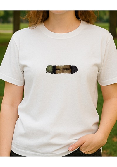 Monalisa Baskılı T-shirt Beyaz