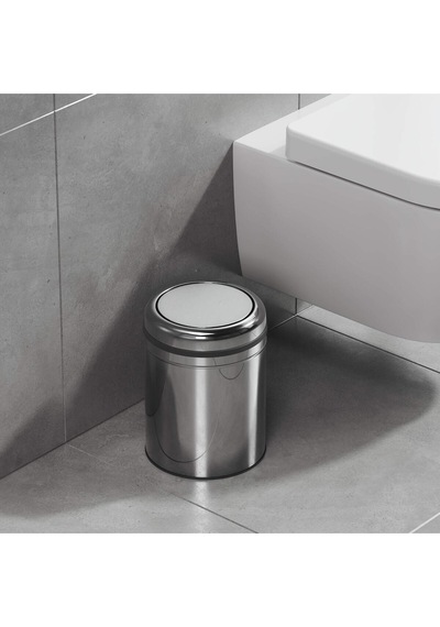 Aquabagno Aqua Bagno Basic Çöp Kovası - Sallanır Kapaklı 5 L, Parlak Krom Paslanmaz-35.99.57.04.01 Krom