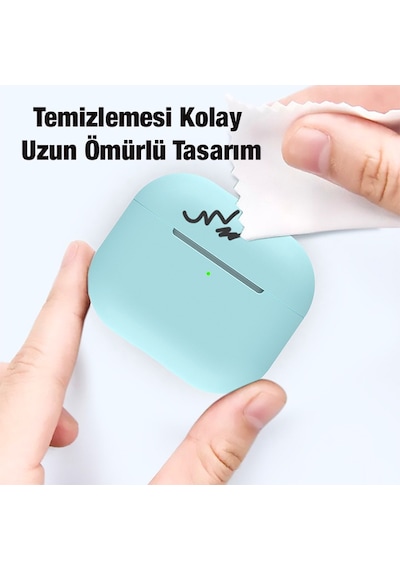 Ally Apple Uyumlu AirPods 3 için Ultra İnce Koruma Silikon Kulaklık Kılıfı Mavi