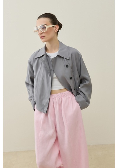 Molene Gri Mini Bomber Ceket