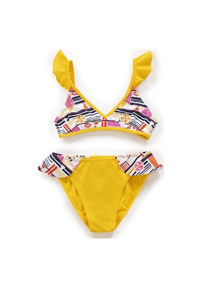 Endeep Kız Çocuk Desenli Volanlı Sarı Bikini Takımı Sarı
