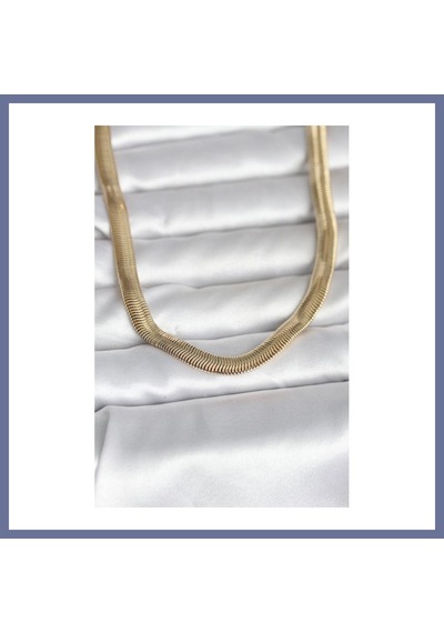 Bezos Cm 14k Gold Renk Kalın Yassı Yılan Zincir Model 45 Cm Kadın Kolye Dlra
