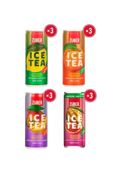 Ice Tea Soğuk Çay Deneme Paketi 250ml X 12 Adet Limon, Şeftali, Tropik, Mango&greyfurt