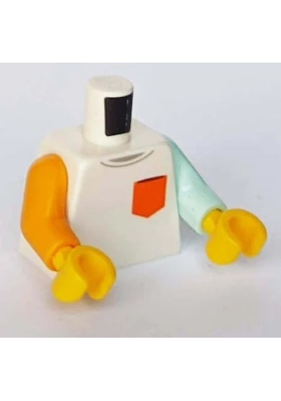 Lego Minifigure Torso Shirt With Orange Chest Pocket Print 973e087pr4793