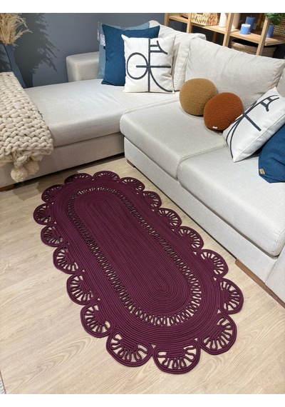 Mavaux Matrix Jüt Kilim, Paspas, Mutfak Halısı, Banyo Paspası, Kilim, Halı, Oturma Odası Halısı Mürdüm