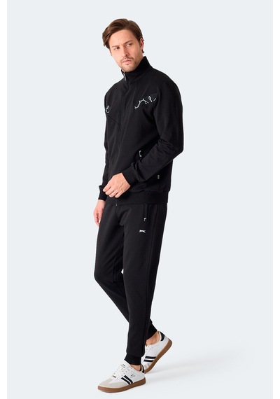 Slazenger Felon Erkek Fermuar Cepli Siyah Eşofman Takımı Siyah