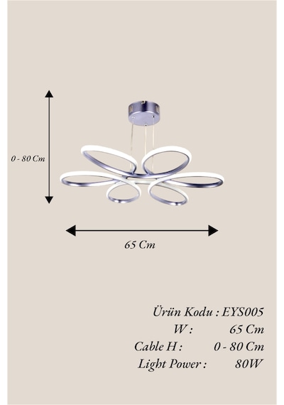Modern Krom Papatya 3 Renk Beyaz&sarı&günışığı Led Avize Krom