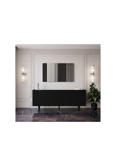 Enwood Capella Siyah Mdf 5 Kapaklı Raflı 180 Lik Konsol Siyah 40 X 180 Diğer