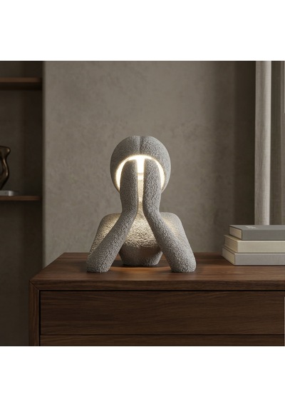 Fibrika Store Aura Modern Heykel Tasarım Dekoratif Masa Lambası Gri