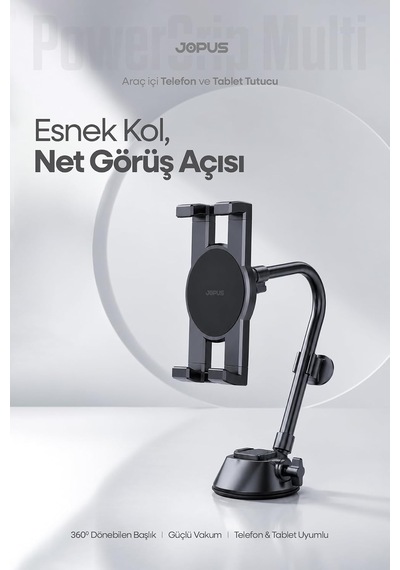 Ultra Stabil Vakumlu Araç İçi Telefon Tablet Tutucu 360 Dönebilen Ayarlanabilir Vantuzlu Araba Üstü Genel