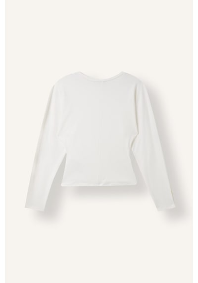 Defacto %100 Pamuk Dikiş Detaylı Slim Fit Bisiklet Yaka Uzun Kollu Basic Tişört I8183ax26auer105 Ekru-er105