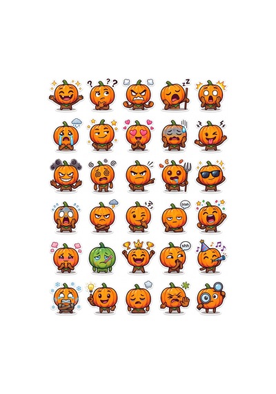 30 Adet Sevimli Chibi Balkabağı Sticker Seti - Laptop Telefon Ajanda İçin Çok Renkli