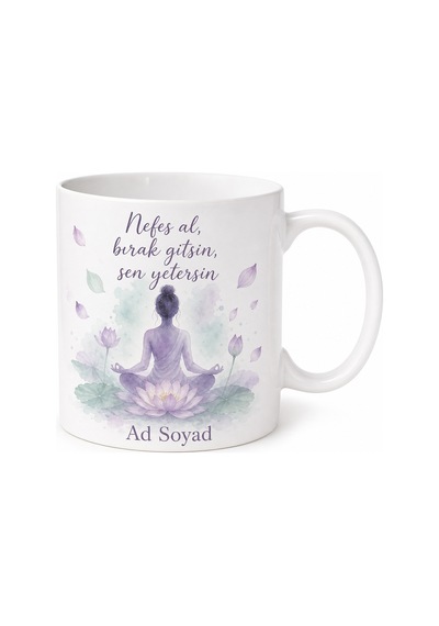 Yoga Ustası Lotus Oturuşu Esnek Beden Pozitif Yaşam Kupası Hediye Bardak Beyaz / Çok Renkli