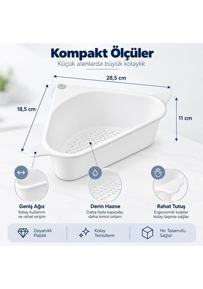 Lavabo Çöp Filtresi Ve Süzgeci - Vantuzlu Köşe Organizeri - Yemek Artığı Süzme Sepeti - Mutfak Evyesi Gider Koruyucu - Çıkarılabilir Plastik Hazne - Beyaz Lavabo Çöp Filtresi Ve Süzgeci - Vantuzlu Köşe Organizeri - Yemek Artığı Süzme Sepeti - Mutfak Evyesi Gider Koruyucu - Çıkarılabilir Plastik Hazne - Beyaz