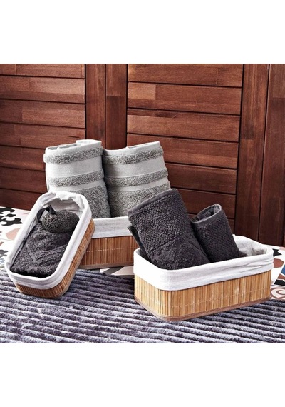 Lexroo 3'lü Çok Amaçlı Bambu Organizer Seti, Çok Boyutlu Mutfak Banyo Ev Sepetleri, Büyük, Orta Çok Renkli