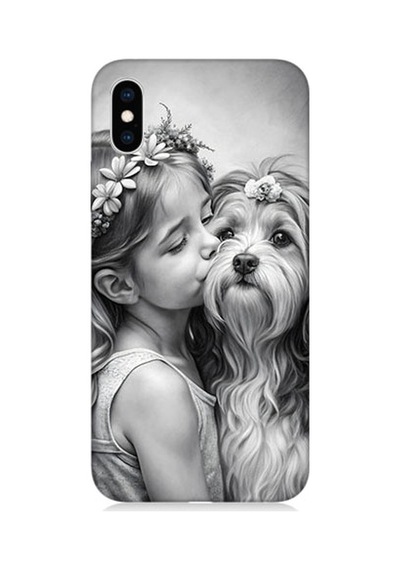 Apple Uyumlu iPhone Xs Kız Ve Köpek Desenli Silikon Kılıf