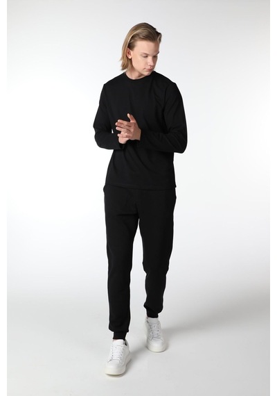 Defys Erkek Bisiklet Yaka Uzun Kollu Regular Fit Basic Tişört Siyah - 499080070 Siyah