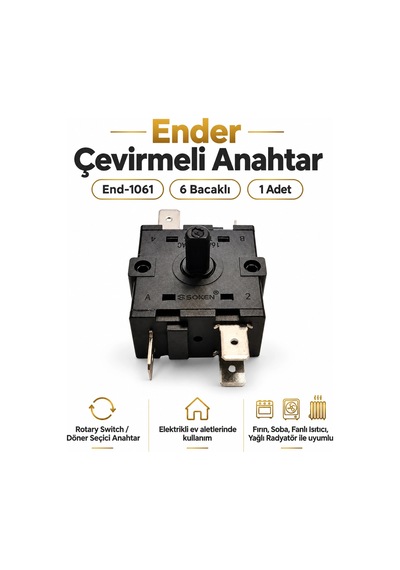 Ender 6 Bacaklı Çevirmeli Anahtar Kademeli Anahtar