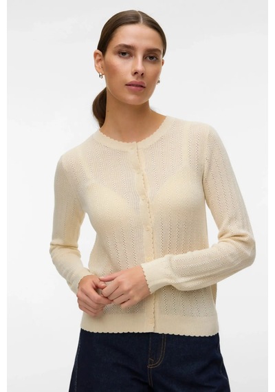 Vero Moda Kadın Vmnewlex Bisiklet Yaka Uzun Kollu Hırka 10340562 Ekru Ekru