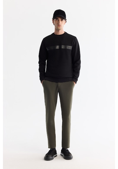Avva Erkek Siyahbisiklet Yaka Pamuklu Baskılı Elastan Regular Fit Sweatshirt A42y1260 Siyah