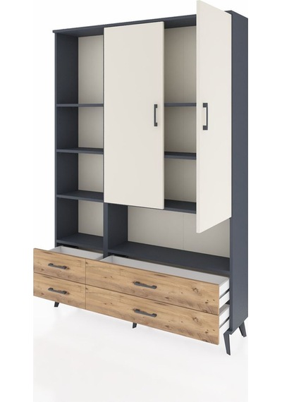 Arges Dolap 8 Raflı 4 Çekmeceli 2 Kapaklı 132x30x195 Antrasit-aytaşı/çam Aytası/atlas Çam Arges Dolap 8 Raflı 4 Çekmeceli 2 Kapaklı 132x30x195 Antrasit-aytaşı/çam Aytası/atlas Çam