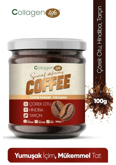 Collagen Life Hindiba, Tarçın Ve Çörekotu İçeren Detox Kahve Net 100gr Diğer