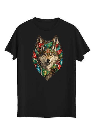 Bigohobi Kurt Desenli Dijital Baskılı Unisex Tshirt, Günlük Kullanıma Uygun Regular Tshirt Siyah