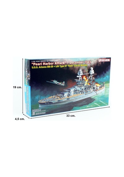 Dragon 7127 1/700 Ölçek, U.s.s. Arizona Bb-39 Savaş Gemisi Ve Ijn Type 97 Kate Bombardıman Uçağı Plastik Model Kiti