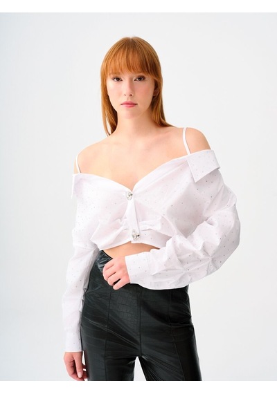 LOFT Crop Kadın Gömlek U.kol Lf2037925 Q1.v1 Beyaz