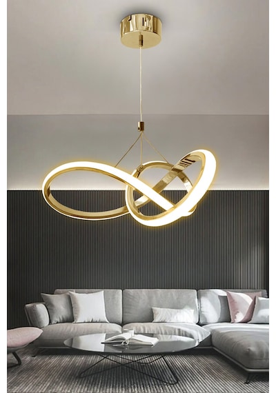 Kardelen Modern Sarkıt Led Avize - Kumandalı / Gold Eskitme GOLD ESKİTME