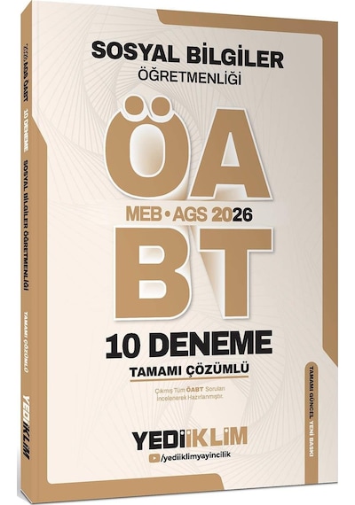 Yediiklim Yayınları Ags Öabt Sosyal Bilgiler Öğretmenliği Tamamı Çözümlü 10 Deneme Sınavı