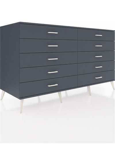 Kronos Konsol 10 Çekmeceli 176x59x99 Antrasit-antrasit Antrasit-antrasit