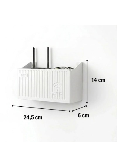 Go İthalat Duvar Tipi Wi-fi Modem Saklama Kutusu Beyaz Kablo Düzenleyici Router Raf Organizer