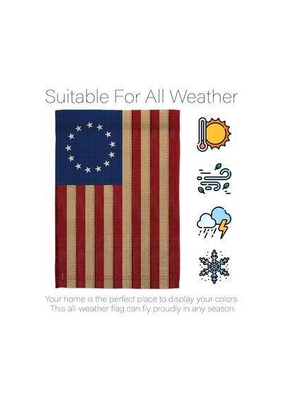 Betsy Ross Vintage Americana - Günlük Tarihi İzlenimler Dekoratif Dikey Ev Bayrağı 71 Cm X 101 Cm Abd'de Basılmıştır