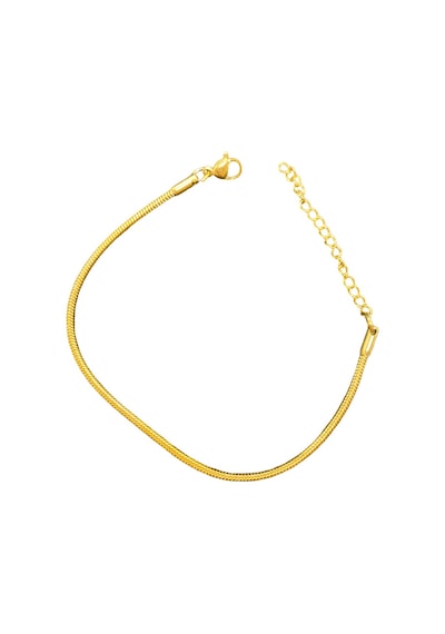 Altın Kaplama Snake Chain İnce Çelik Zincir Kadın Bileklik - 22 Cm Altın