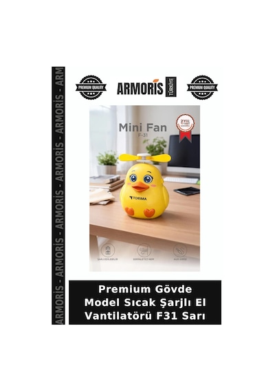 Premium Gövde Model Sıcak Şarjlı El Vantilatörü F31 Sarı